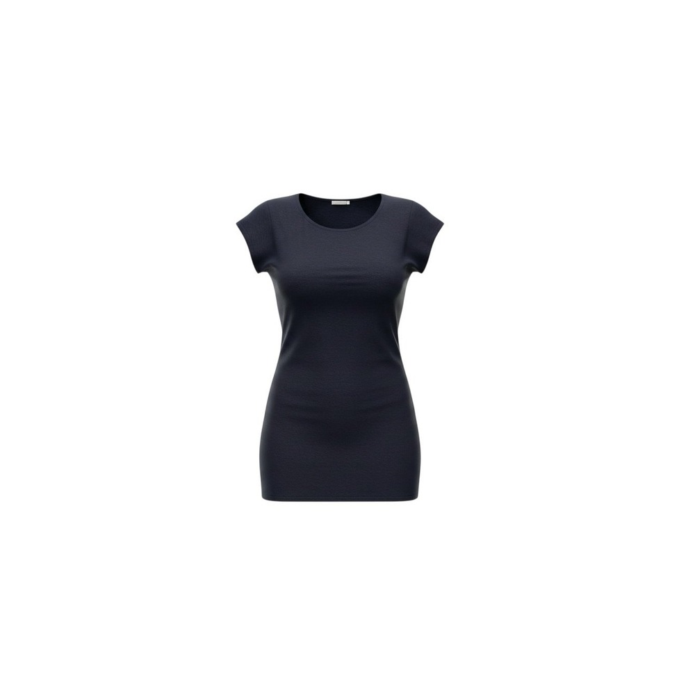 Bozzolo Short Sleeve Top Womens Large Navy Blue Crew Neck Slim Fit Solid